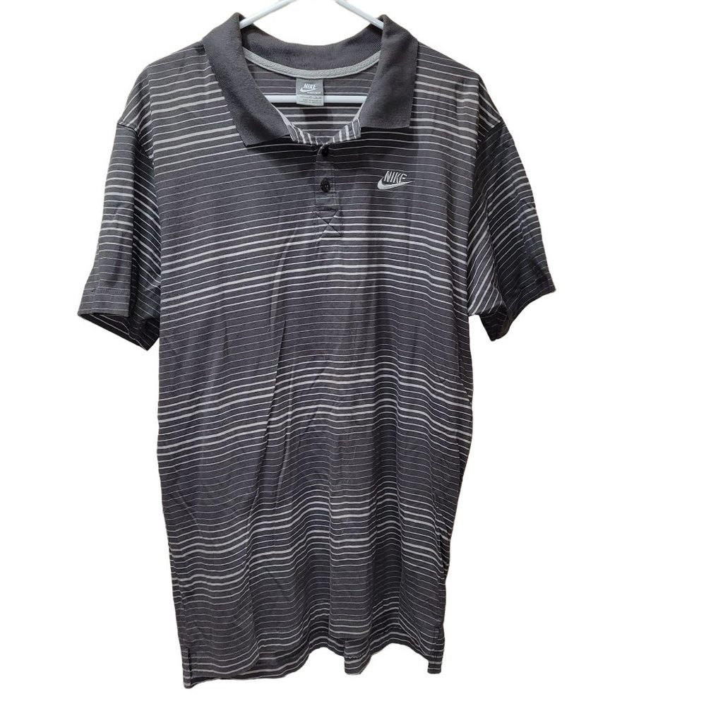 Nike Sport Men's Sz XL Golf Shirt Polo Grey Stripe Cotton